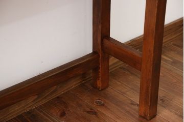 アンティーク家具　アンティーク　天板ナラ材の薄型テーブル(4)