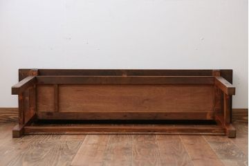 アンティーク家具　アンティーク　天板ナラ材の薄型テーブル(4)