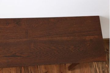 アンティーク家具　アンティーク　天板ナラ材の薄型テーブル(5)