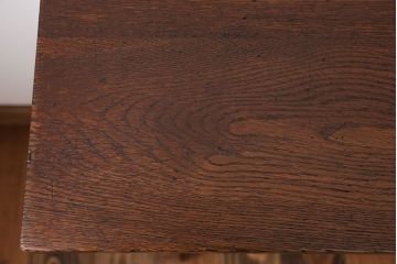 アンティーク家具　アンティーク　天板ナラ材の薄型テーブル(5)