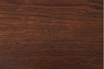 アンティーク家具　アンティーク　天板ナラ材の薄型テーブル(5)