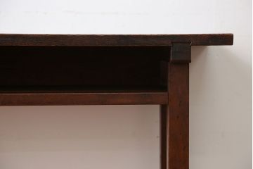 アンティーク家具　アンティーク　天板ナラ材の薄型テーブル(5)