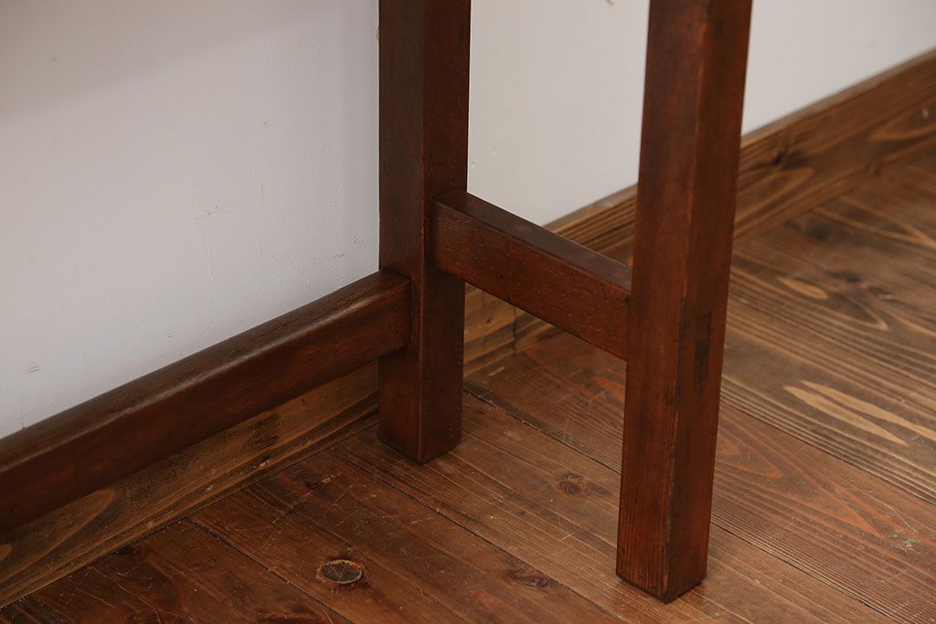 アンティーク家具　アンティーク　天板ナラ材の薄型テーブル(5)