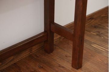 アンティーク家具　アンティーク　天板ナラ材の薄型テーブル(5)