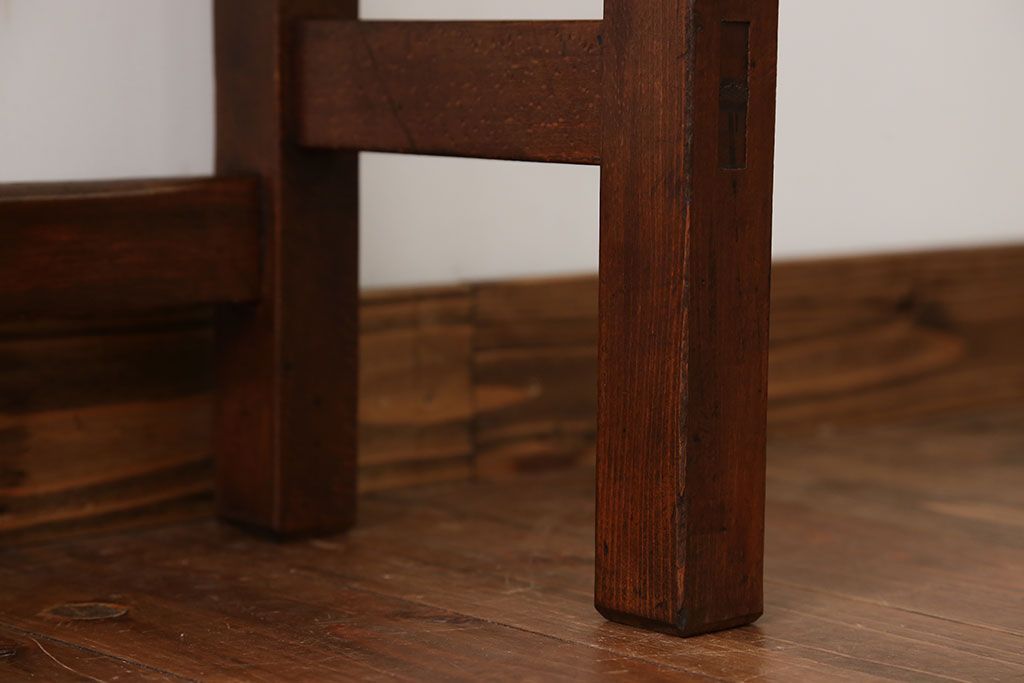 アンティーク家具　アンティーク　天板ナラ材の薄型テーブル(5)