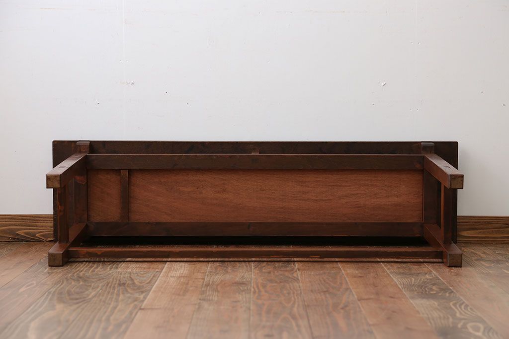 アンティーク家具　アンティーク　天板ナラ材の薄型テーブル(5)