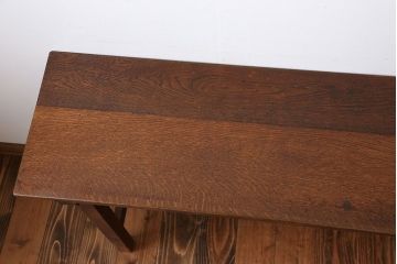 アンティーク家具　アンティーク　天板ナラ材の薄型テーブル(6)