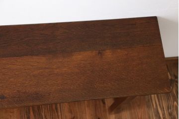 アンティーク家具　アンティーク　天板ナラ材の薄型テーブル(6)
