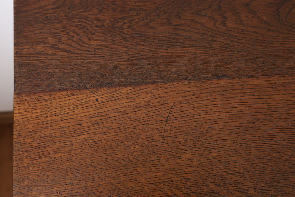 アンティーク家具　アンティーク　天板ナラ材の薄型テーブル(6)