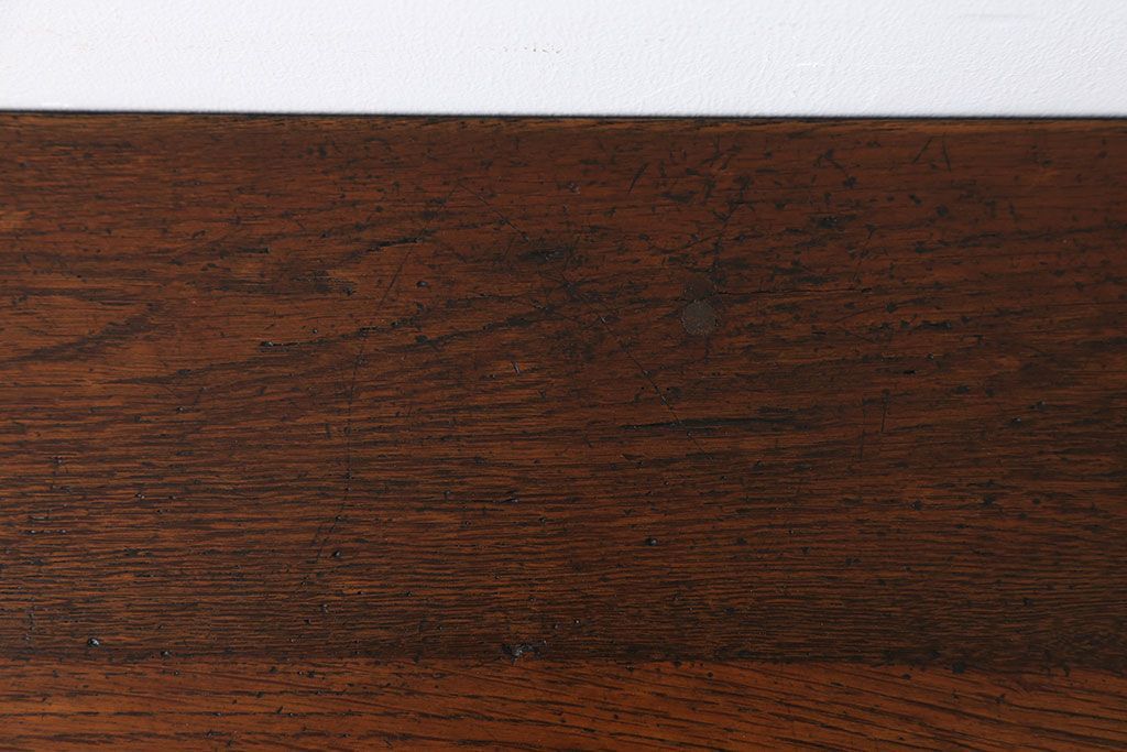 アンティーク家具　アンティーク　天板ナラ材の薄型テーブル(6)