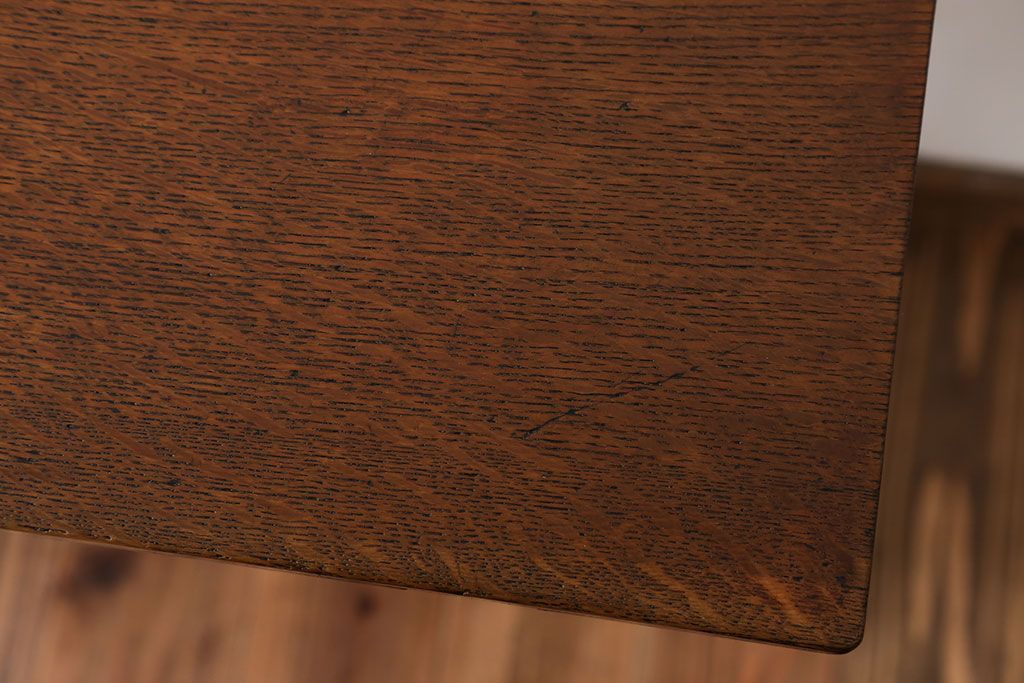 アンティーク家具　アンティーク　天板ナラ材の薄型テーブル(6)