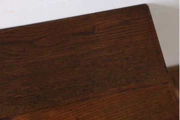 アンティーク家具　アンティーク　天板ナラ材の薄型テーブル(6)