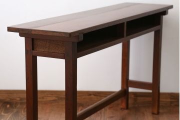 アンティーク家具　アンティーク　天板ナラ材の薄型テーブル(6)