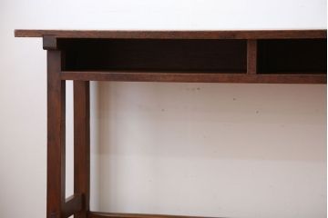 アンティーク家具　アンティーク　天板ナラ材の薄型テーブル(6)