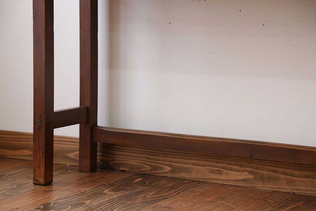 アンティーク家具　アンティーク　天板ナラ材の薄型テーブル(6)