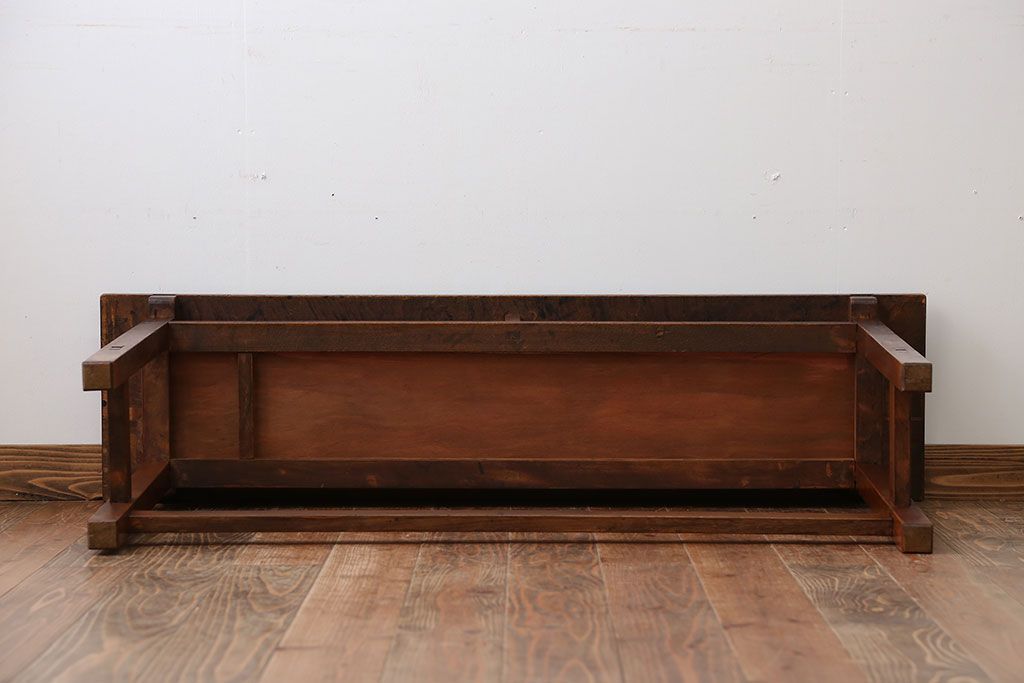 アンティーク家具　アンティーク　天板ナラ材の薄型テーブル(6)