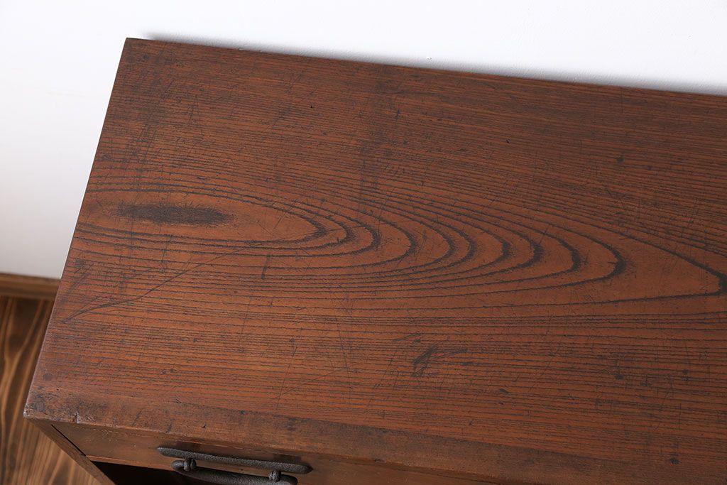 アンティーク家具　古民具・骨董　三方欅材の帳場箪笥