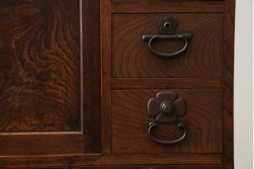 アンティーク家具　古民具・骨董　三方欅材の帳場箪笥