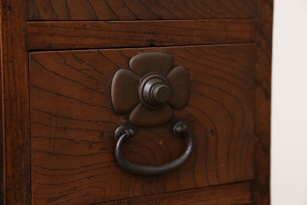 アンティーク家具　古民具・骨董　三方欅材の帳場箪笥