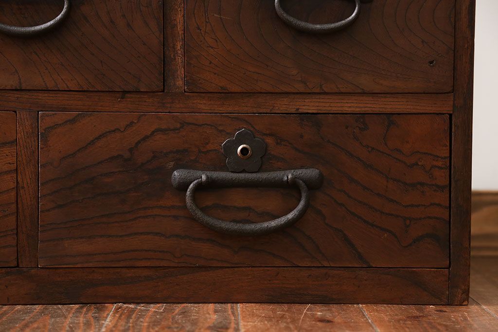 アンティーク家具　古民具・骨董　三方欅材の帳場箪笥