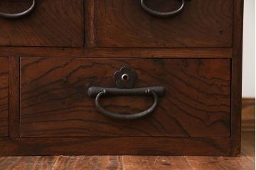 アンティーク家具　古民具・骨董　三方欅材の帳場箪笥