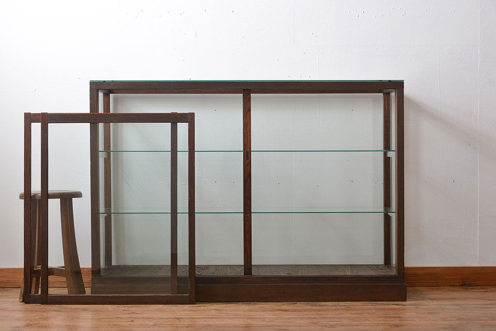 アンティーク家具　アンティーク　ナチュラルな古い木製ガラスケース
