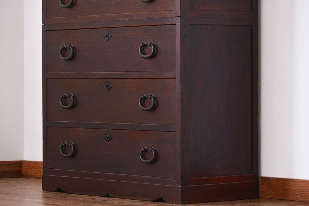 アンティーク家具　アンティーク　前面欅材の和風なチェスト