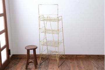 アンティーク家具　イギリスアンティーク　おしゃれなペイントアイアンラック