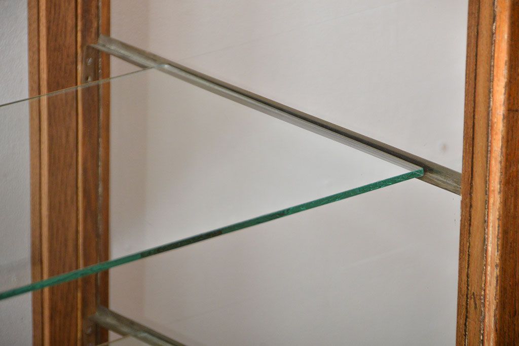 レトロ家具　アンティーク　引き出し付きレトロな木製ガラスケース