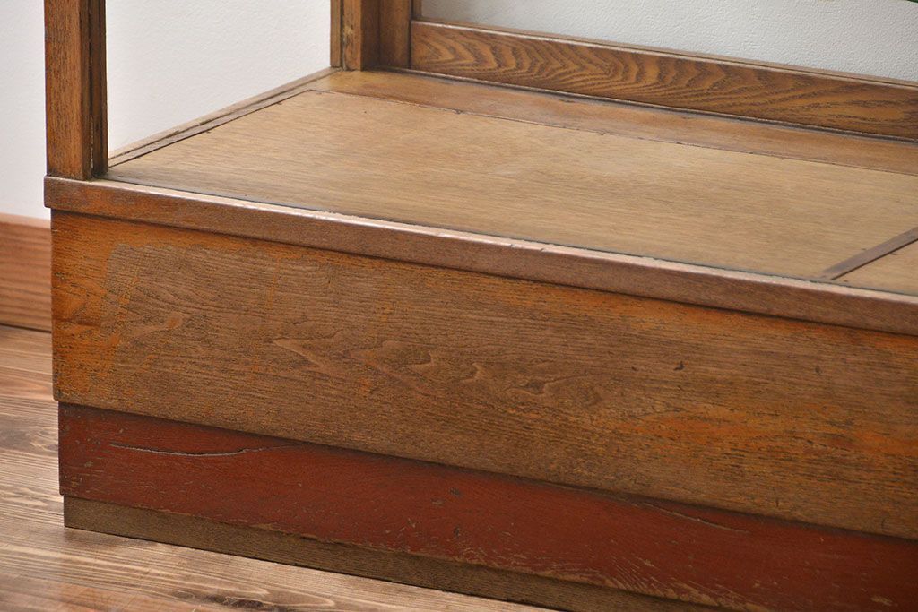 レトロ家具　アンティーク　引き出し付きレトロな木製ガラスケース