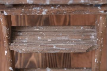 イギリスアンティーク　古い木製の折り畳み式ステップラダー