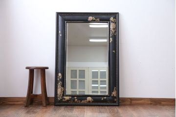 アンティーク雑貨　中古　アジアンテイストな大きな額縁ミラー