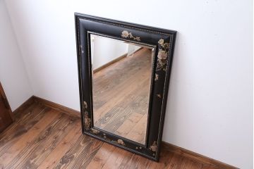 アンティーク雑貨　中古　アジアンテイストな大きな額縁ミラー