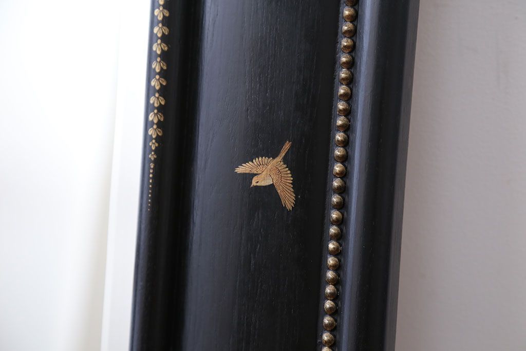 アンティーク雑貨　中古　アジアンテイストな大きな額縁ミラー