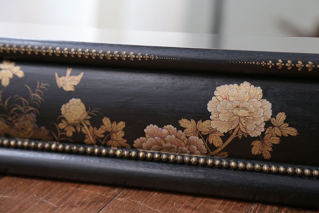 アンティーク雑貨　中古　アジアンテイストな大きな額縁ミラー