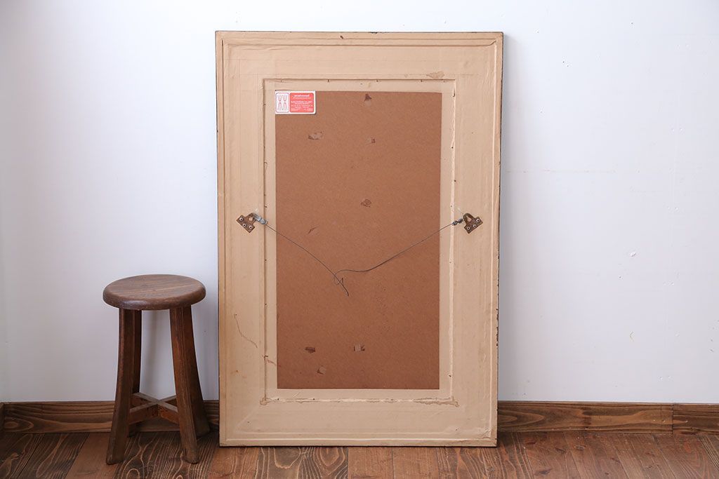 アンティーク雑貨　中古　アジアンテイストな大きな額縁ミラー