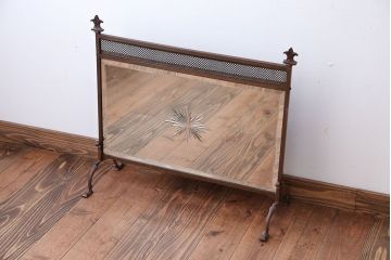 イギリスアンティーク　カットガラスファイヤースクリーン