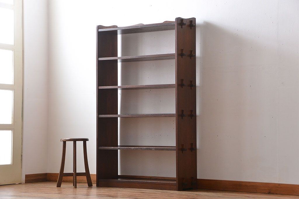 レトロ家具　昭和レトロ　大きくシンプルな楔(くさび)式本棚