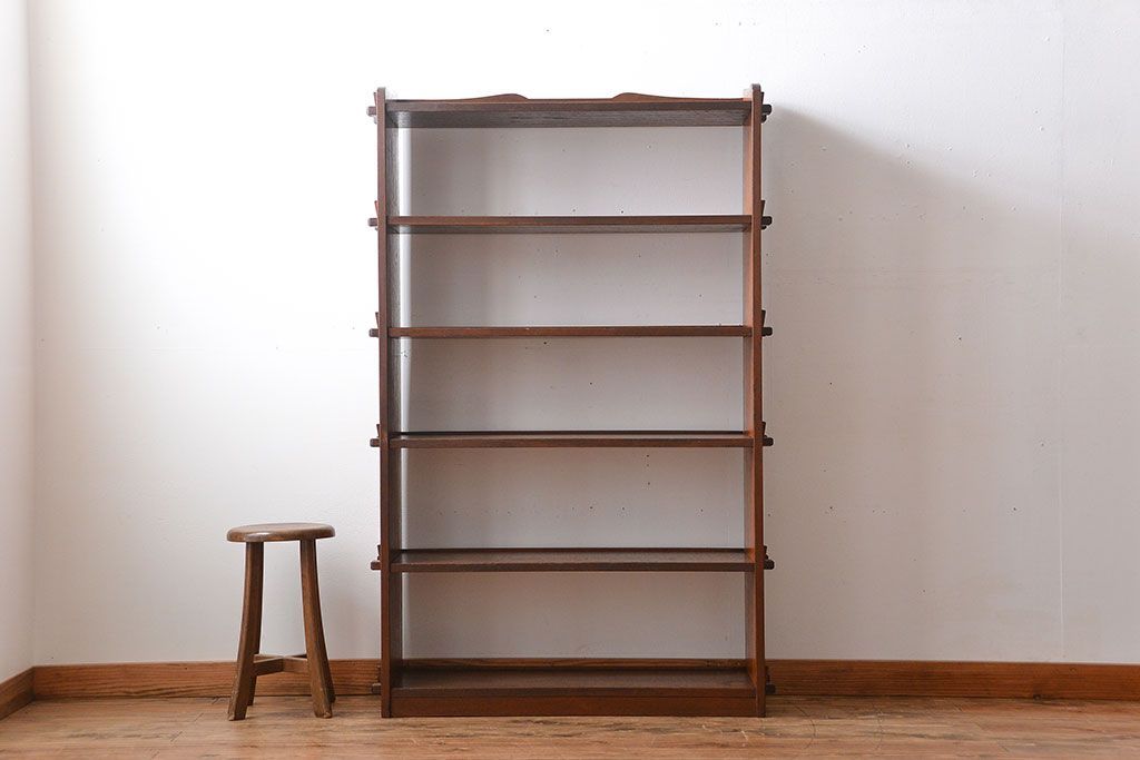 レトロ家具　昭和レトロ　大きくシンプルな楔(くさび)式本棚