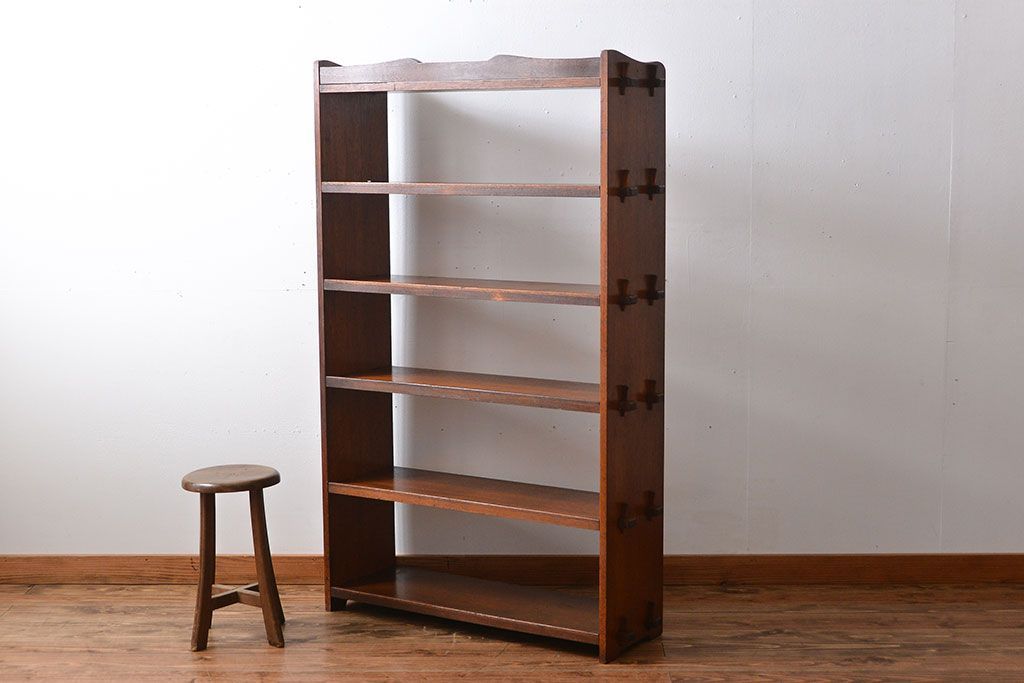 レトロ家具　昭和レトロ　大きくシンプルな楔(くさび)式本棚