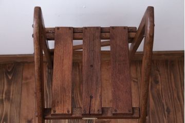 アンティーク雑貨　イギリスアンティーク　古い木製の折り畳み式ステップラダー(2)