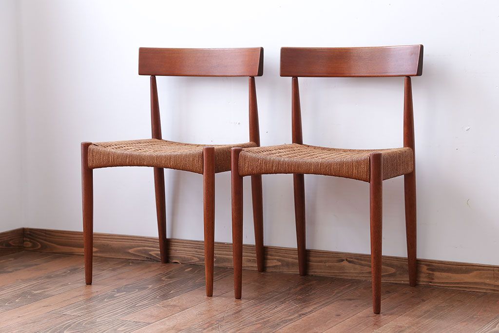 北欧家具　デンマーク製　ペーパーコードチェア2脚セット