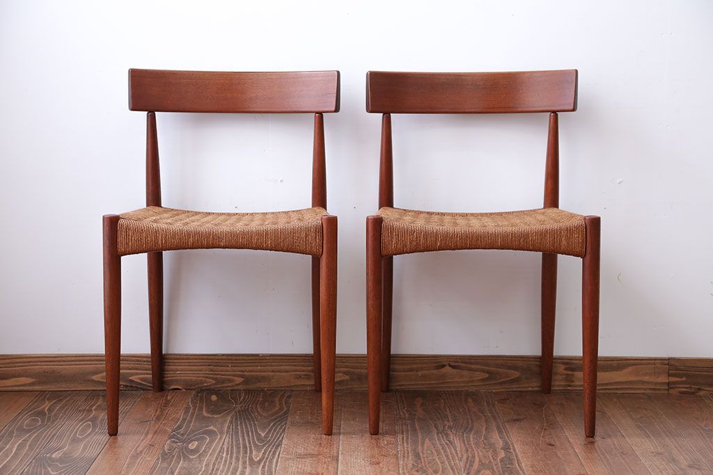 北欧家具　デンマーク製　ペーパーコードチェア2脚セット