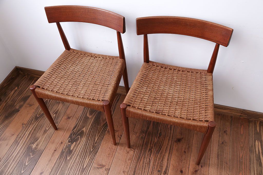 北欧家具　デンマーク製　ペーパーコードチェア2脚セット