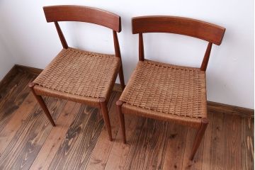 北欧家具　デンマーク製　ペーパーコードチェア2脚セット