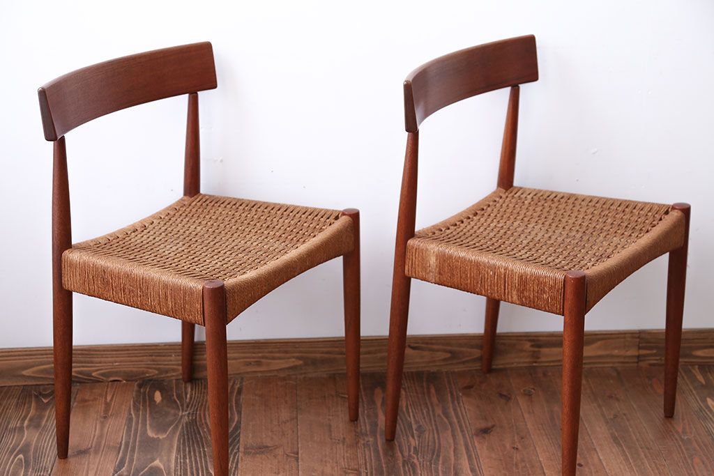 北欧家具　デンマーク製　ペーパーコードチェア2脚セット