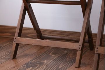アンティーク家具　イギリスアンティーク　古い木製のフォールディングチェア2脚セット(1)