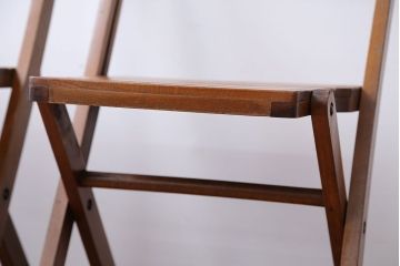 アンティーク家具　イギリスアンティーク　古い木製のフォールディングチェア2脚セット(2)