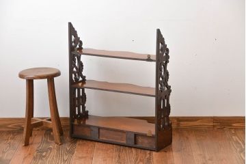 アンティーク家具　イギリスアンティーク　3杯引き出し付きウォールシェルフ