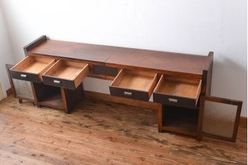 アンティーク家具　アンティーク　特大!古い木製のダイヤガラス入りカウンターテーブル